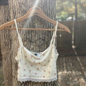 Floral Lace Trim Cami Top